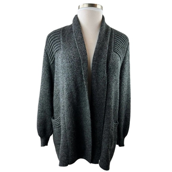 Alpaca Connection Grey Wool Blend Peruvian Shawl Collar Cozy Blanket Cardigan OS - Picture 5 of 12